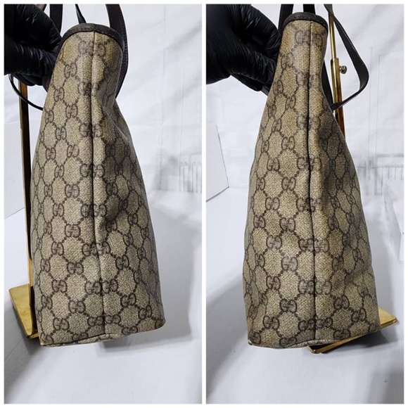 Authentic GUCCI GG Coated Canvas Medium Tote Bag Beige/Brown - Picture 7 of 16